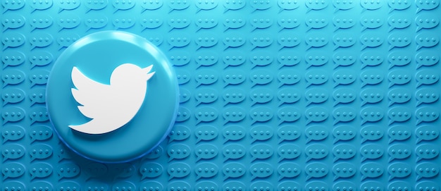 3d rendering twitter logo with message icon