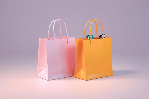 3D Rendering Two Shopping Bags