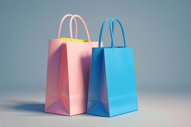 3D Rendering Two Shopping Bags