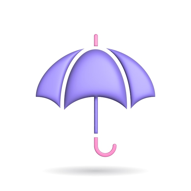 3d rendering umbrella icon Illustration with shadow isolated on white