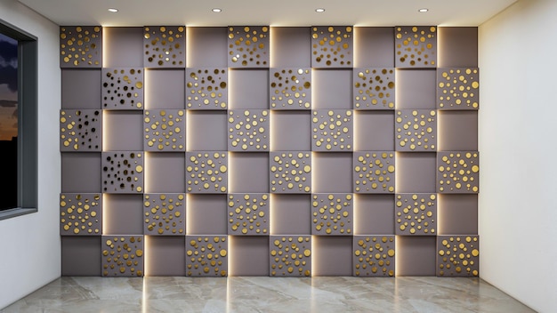 3d rendering unique decorative wall panel interior design