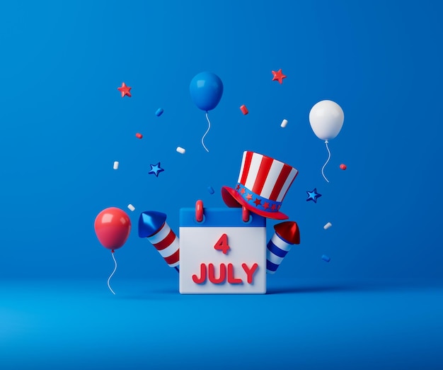 3d rendering USA independence day illustration