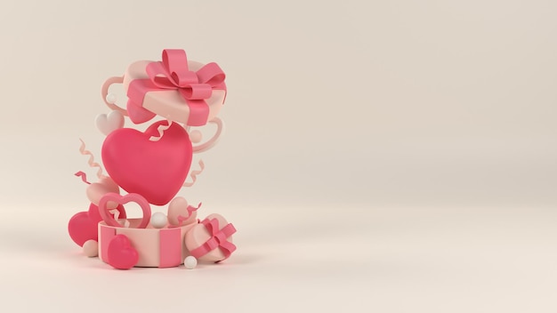 3D rendering valentines day background