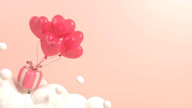 3D rendering valentines day background