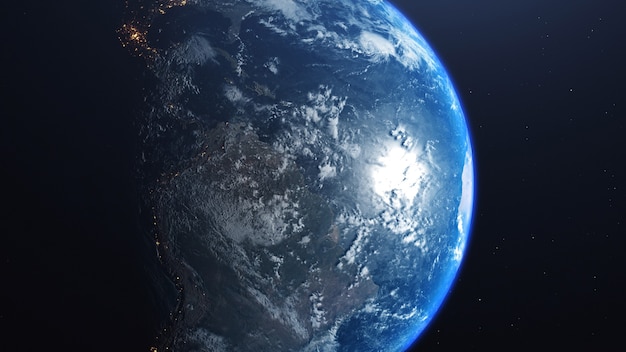 3D rendering of a view of the planet Earth from space