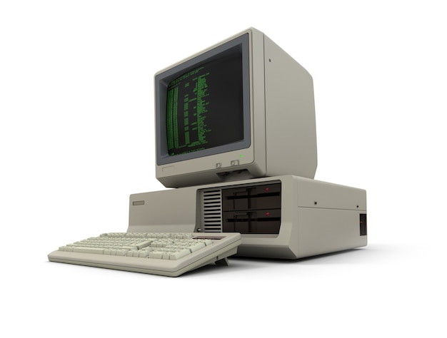 3D rendering of a vintage personal computer