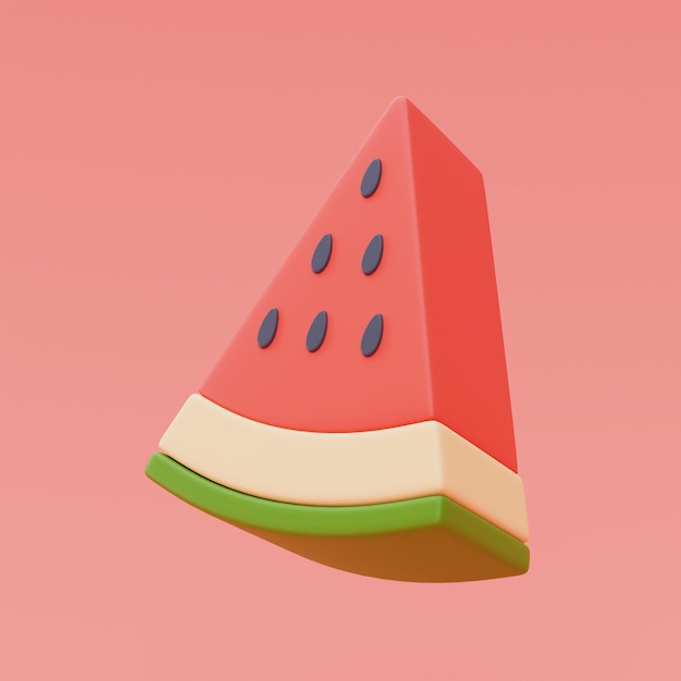 3d rendering of watermelon isolated on red backgroundsummer vacation conceptsummer elementsminimal style3d render