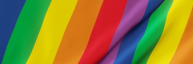 3D rendering Wavy rainbow flag LGBTQ color