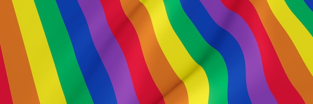 3D rendering Wavy rainbow flag LGBTQ color