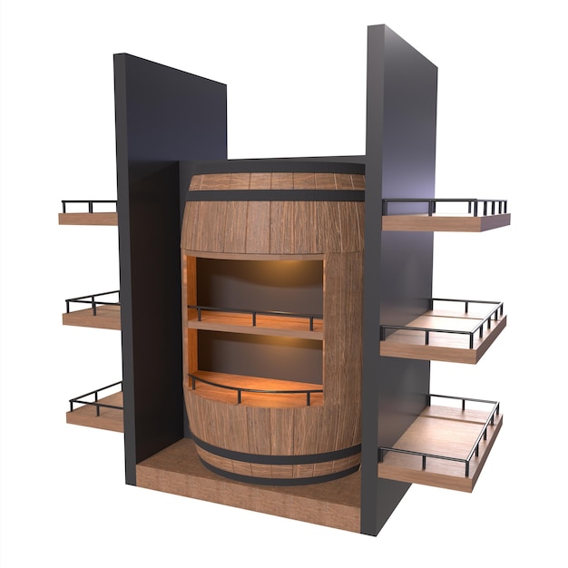 3D Rendering Of Whiskey Barrel Stand