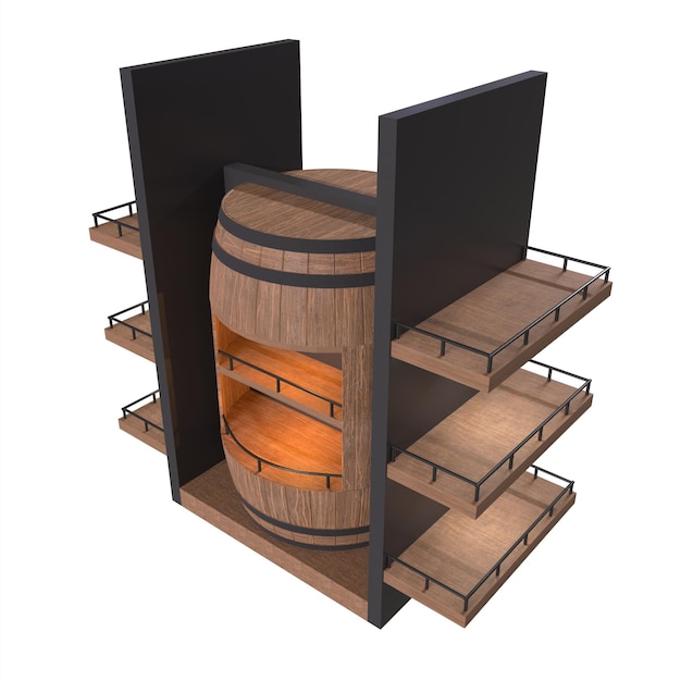 3D Rendering Of Whiskey Barrel Stand