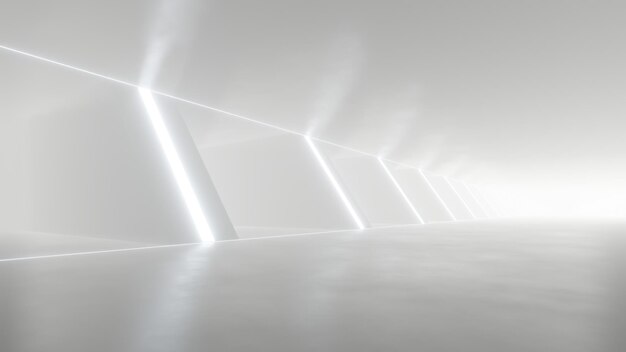 3d rendering of white abstract scifi tunnel Futuristic spaceship corridor