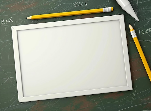 3D rendering of white board and pencil on chocolate background