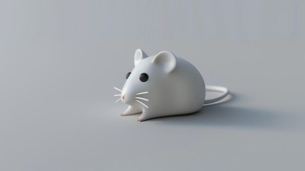 A 3D rendering of a white cartoon mouse