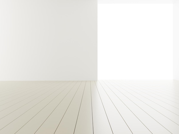 3d rendering of white empty room and wooden floor Contemporary interior background