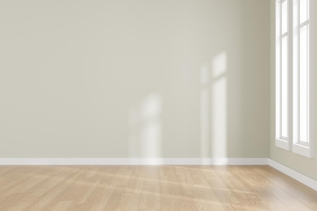 3d rendering of white empty room and wooden floor Contemporary interior background