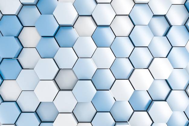 3d rendering white hexagon cubes