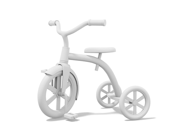 3d rendering White tricycle on white background Vehicle