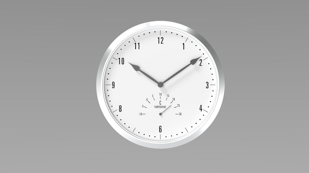 A 3d rendering of the white wall clock closeup Mockup for branding and advertising