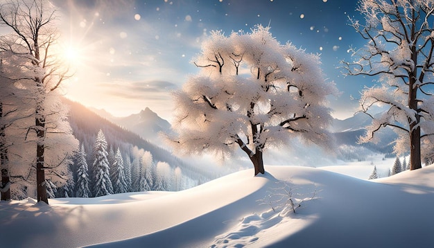 3d rendering winter tree arrangement