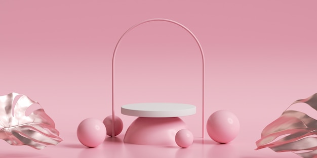 3d rendering with abstract geometric pink for a display mock up