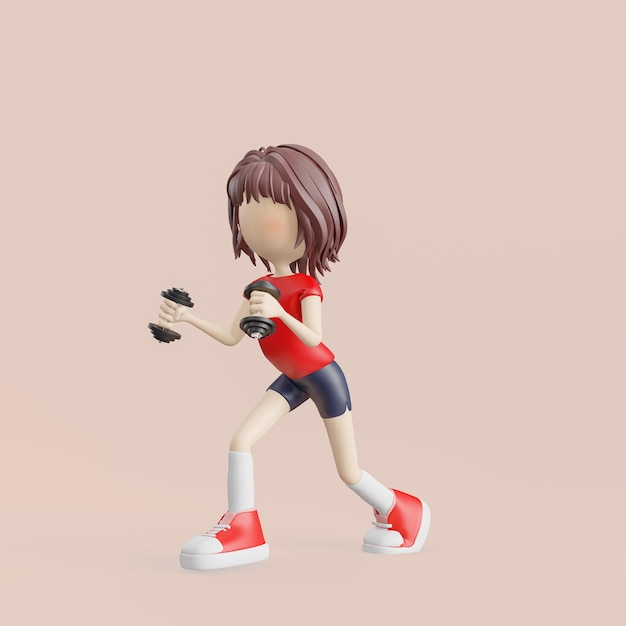 3d rendering woman workout with barbell