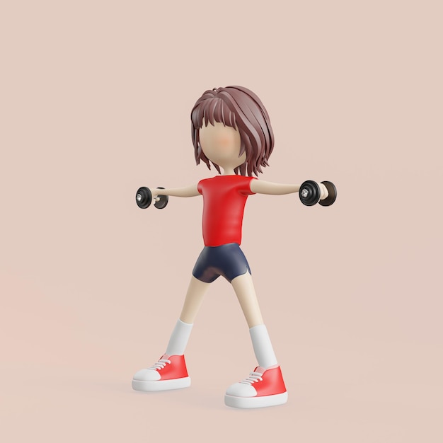 3d rendering woman workout with barbell