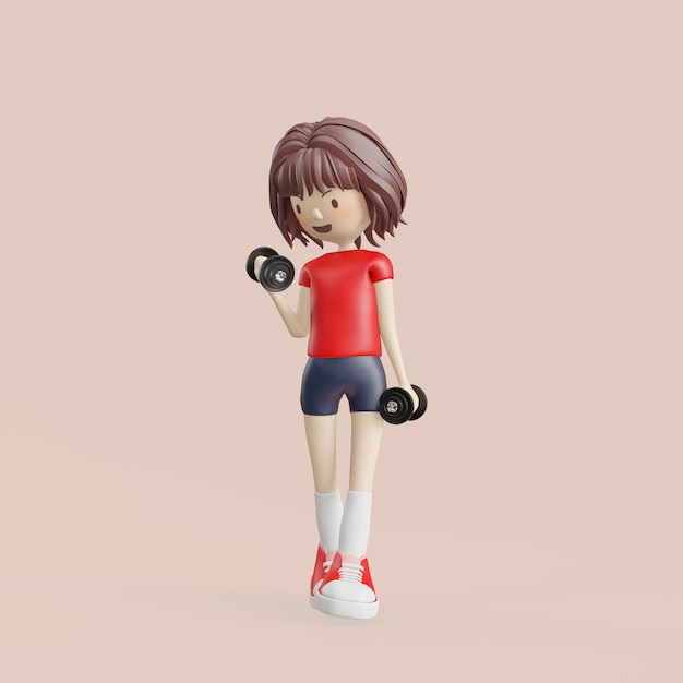 3d rendering woman workout with barbell