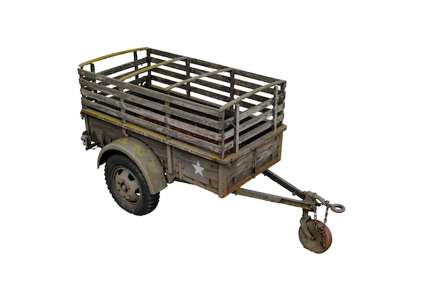 3d rendering wooden cargo trailer for cars realistic