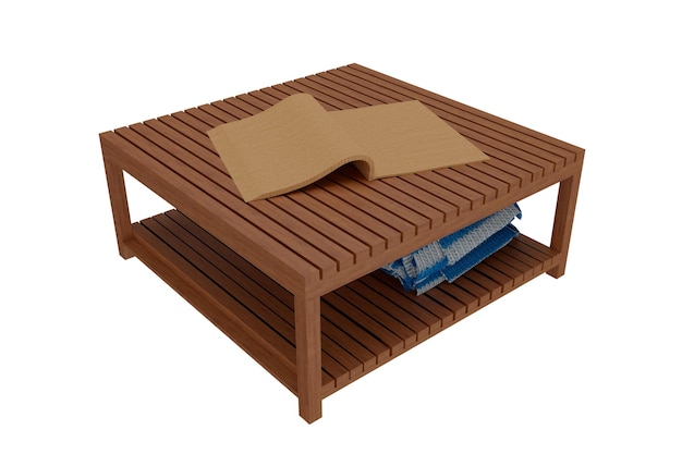 3d rendering wooden coffee table for garden