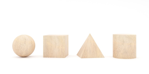 3D rendering of wooden toy blocks.