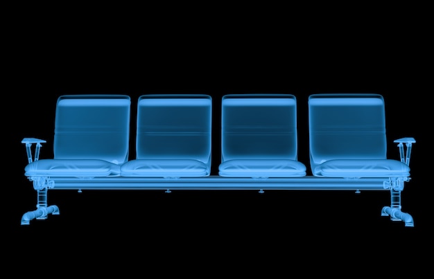 Photo 3d rendering x ray airport seats isolated on black