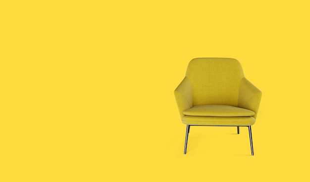 3D rendering of yellow armchair.