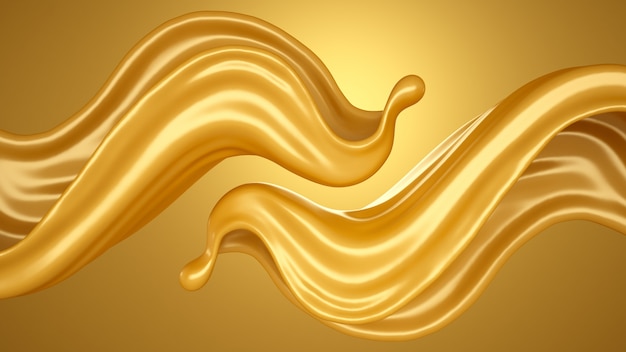 3d rendering Yellow background with a splash of caramel