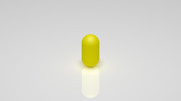 3d rendering, a yellow capsule on a white background