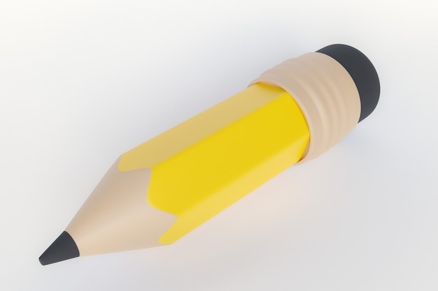 3D rendering, yellow pencil cartoon