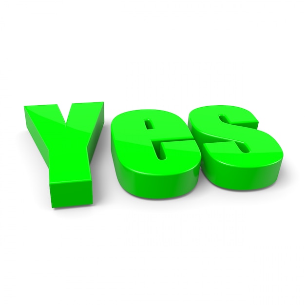 3D rendering of yes word