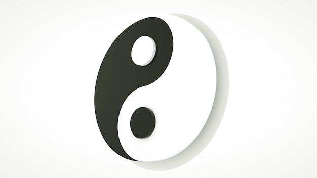 3D rendering Yin Yang asian symbol over white background.