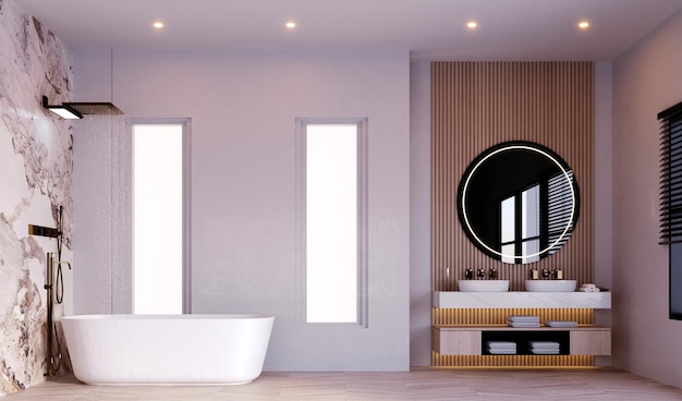 3d rendering3d illustration Interior Scene and Mockupshower water bathroom render