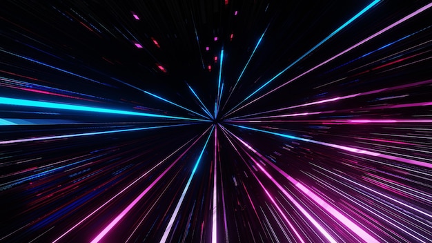 3D renderingBlue and pink speed light abstract background Scifi tunnel backdrop