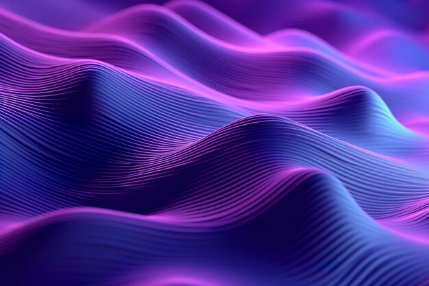 3D renders technological waves with purple and vibrant colors AI Generative