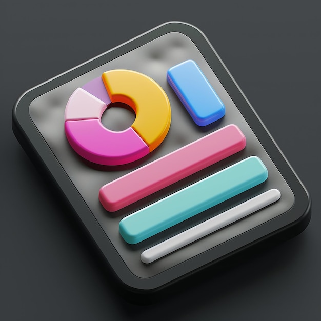 3D Report Icon Document and Information illustration