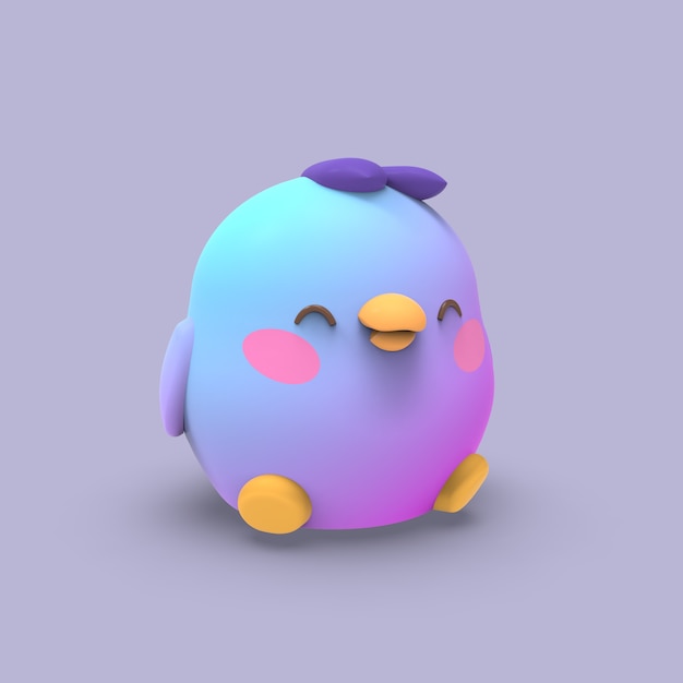 3d rillustration Kawaii chicken little birds cute cartoon character