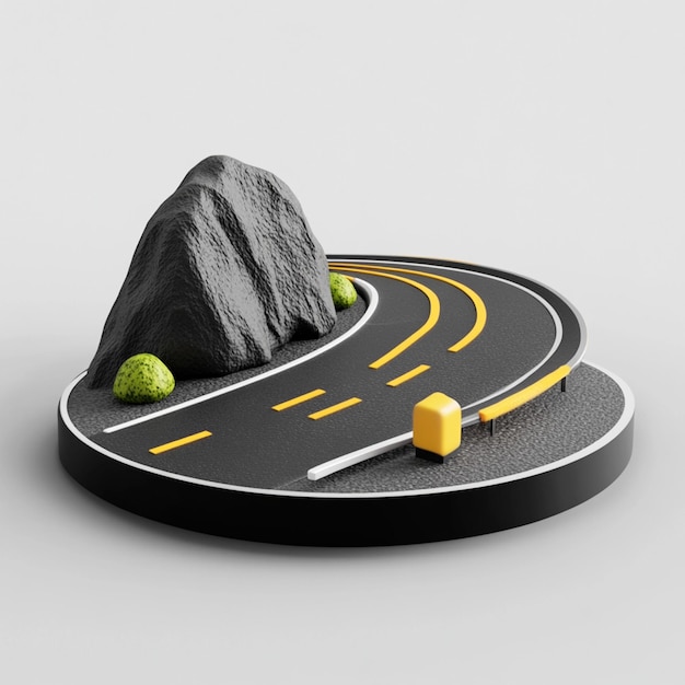 3D Road Icon Travel and Infrastructure Illustration Logo