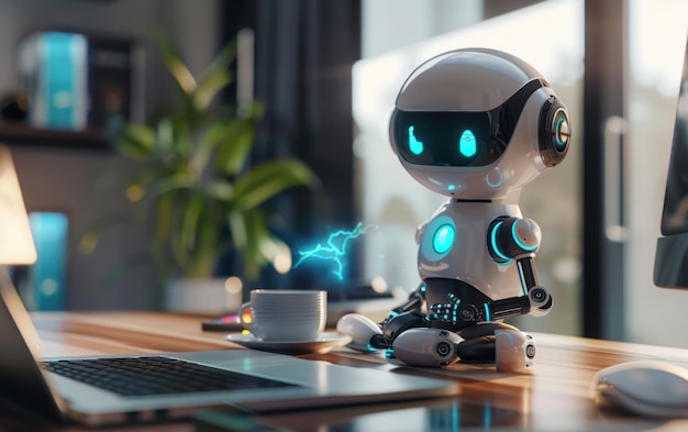 3D robot as a personal assistant organizing schedules and handling communications with artificial intelligence efficiency