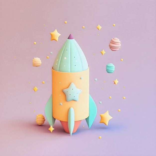 3D rocket icon illustration for technology science projects like app icons websites presentation