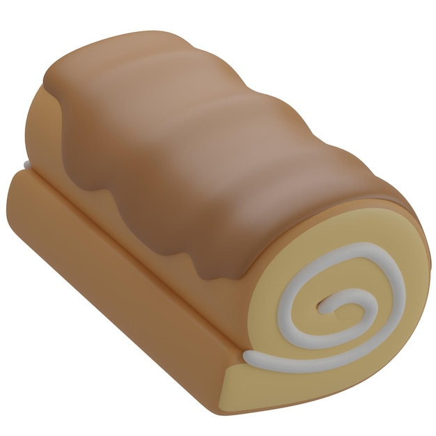 3D Roll Cake Illustration