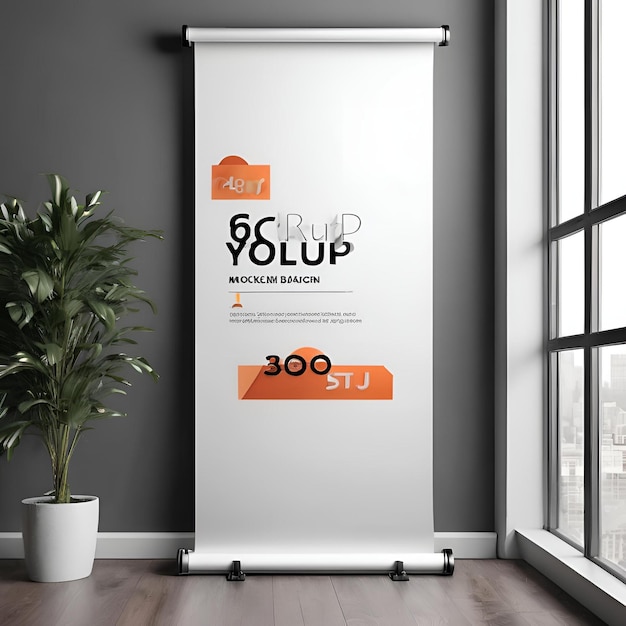 Photo 3d rollup banner mockup design