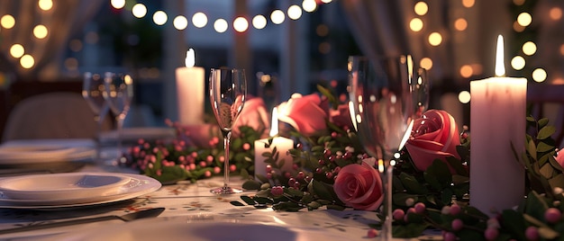 3D Romantic Dinner Setup with High Detail and Realism