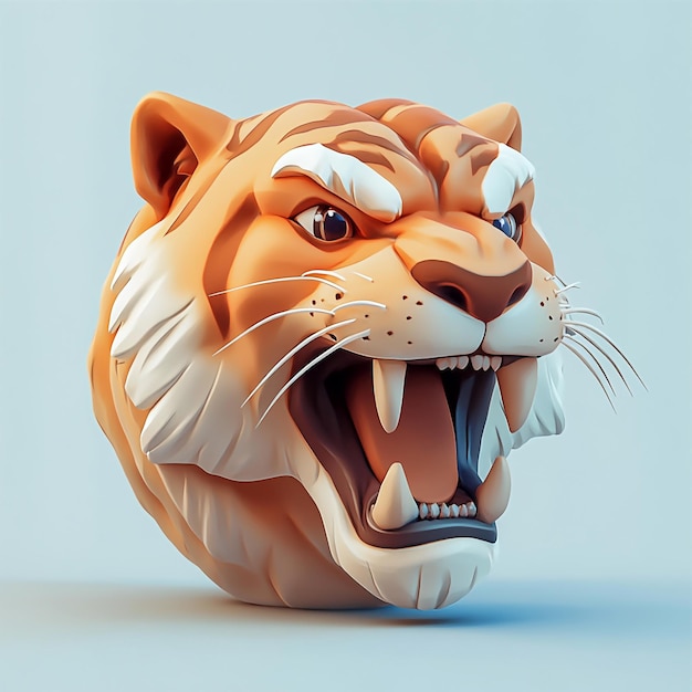 Photo 3d saber toothed tiger icon iconic prehistoric predator illustration logo